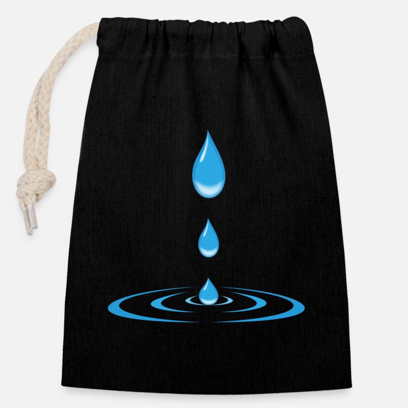 drops and waves - Closable cotton gift bag (14x20cm) - black