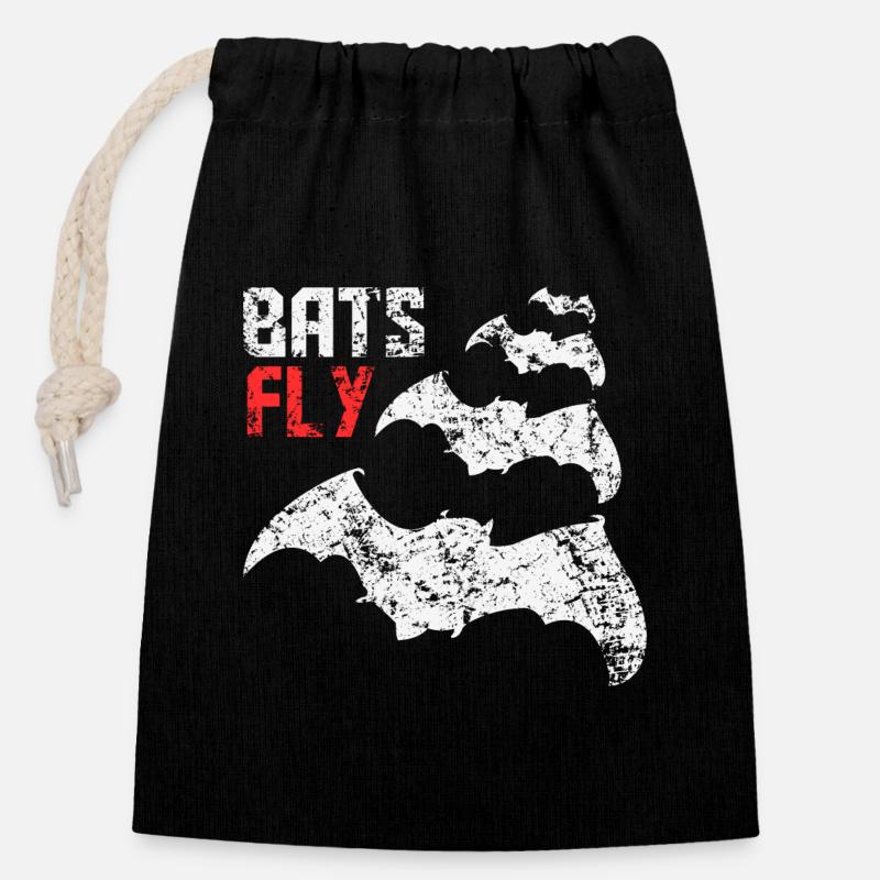 Bats Fly - Verschließbarer Geschenkbeutel aus Baumwolle (14x20cm) - Schwarz