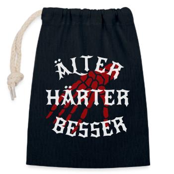 Älter, Härter, Besser - Verschließbarer Geschenkbeutel aus Baumwolle (14x20cm) - Navy - Vorne
