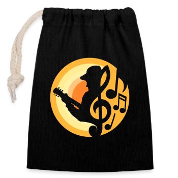 Guitariste - Sac cadeau en coton avec cordon (14 x 20 cm) - noir - Devant
