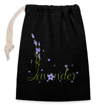 calligraphie délicate de lavande avec des fleurs de lavande - Sac cadeau en coton avec cordon (14 x 20 cm) - noir - Devant
