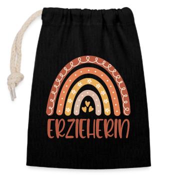Institutrice de maternelle Regenbogen - Sac cadeau en coton avec cordon (14 x 20 cm) - noir - Devant