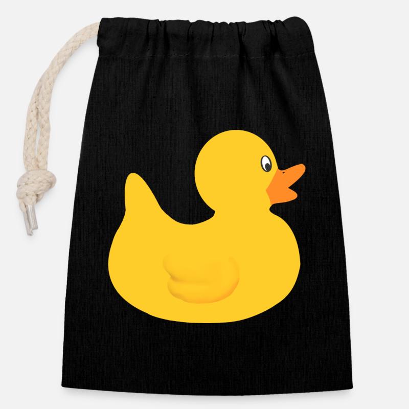 duck - Closable cotton gift bag (14x20cm) - black