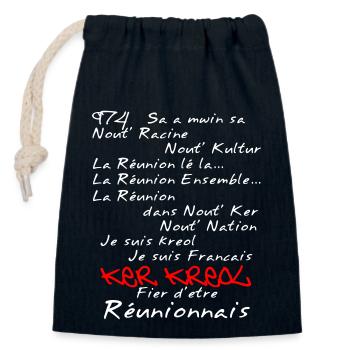 La Réunion Kosement kreol T-Shirt Homme - Sac cadeau en coton avec cordon (14 x 20 cm) - bleu marine - Devant