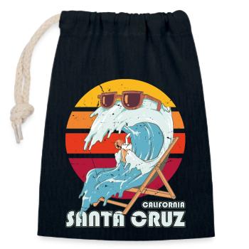 Santa Cruz California vintage retro Flamingo - Closable cotton gift bag (14x20cm) - navy - Front