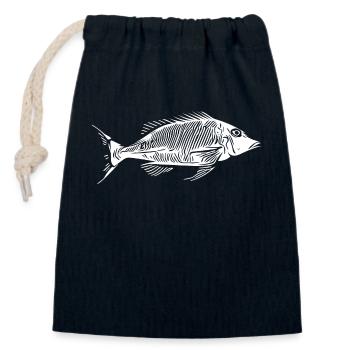 Vintage Fisch Fischgräten Knochenfisch Skelett - Verschließbarer Geschenkbeutel aus Baumwolle (14x20cm) - Navy - Vorne
