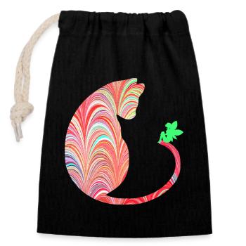 cat with fee e 106 - Closable cotton gift bag (14x20cm) - black - Front