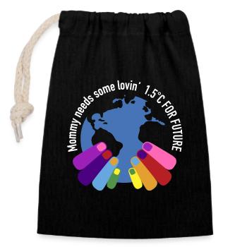 Maman (Terre Mère) a besoin d’amour 1.5C pour l’avenir - Sac cadeau en coton avec cordon (14 x 20 cm) - noir - Devant