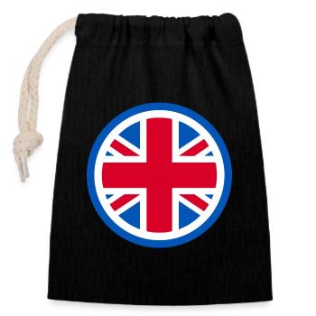 United Kingdom - Union Jack - Verschließbarer Geschenkbeutel aus Baumwolle (14x20cm) - Schwarz - Vorne