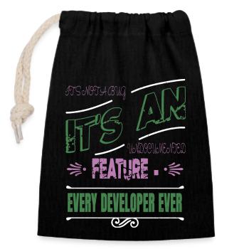 Ordinateur Geek - Sac cadeau en coton avec cordon (14 x 20 cm) - noir - Devant