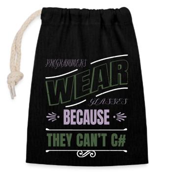 Fullstack Developer Birthday Statement quote - Closable cotton gift bag (14x20cm) - black - Front