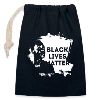 black lives matter - Sac cadeau en coton avec cordon (14 x 20 cm) - bleu marine - Devant