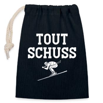 ski, station de ski, domaine skiable - Sac cadeau en coton avec cordon (14 x 20 cm) - bleu marine - Devant