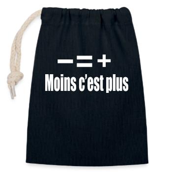 Moins C’est Plus - Sac cadeau en coton avec cordon (14 x 20 cm) - bleu marine - Devant