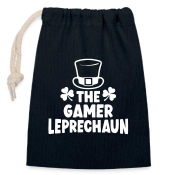 Der Gamer Leprechaun - Verschließbarer Geschenkbeutel aus Baumwolle (14x20cm) - Navy - Vorne