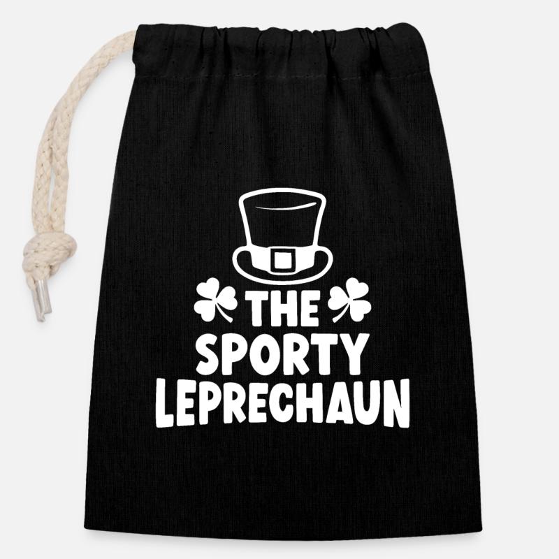 The Sporty Leprechaun - Closable cotton gift bag (14x20cm) - black