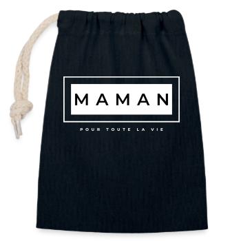 Maman - Sac cadeau en coton avec cordon (14 x 20 cm) - bleu marine - Devant