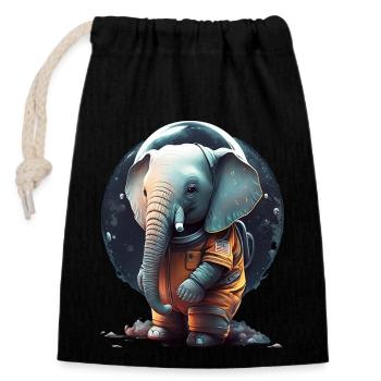 Süßer Elefant als Astronaut - Verschließbarer Geschenkbeutel aus Baumwolle (14x20cm) - Schwarz - Vorne