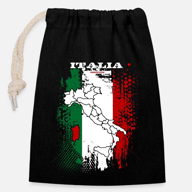 Sardegna - Closable cotton gift bag (14x20cm) - black