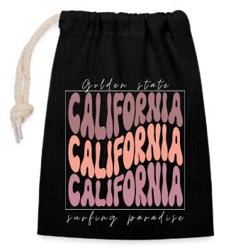 Retro California, Summer Design - Closable cotton gift bag (14x20cm) - black - Front