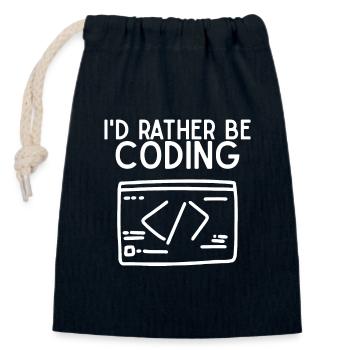 Je préfère coder - Sac cadeau en coton avec cordon (14 x 20 cm) - bleu marine - Devant