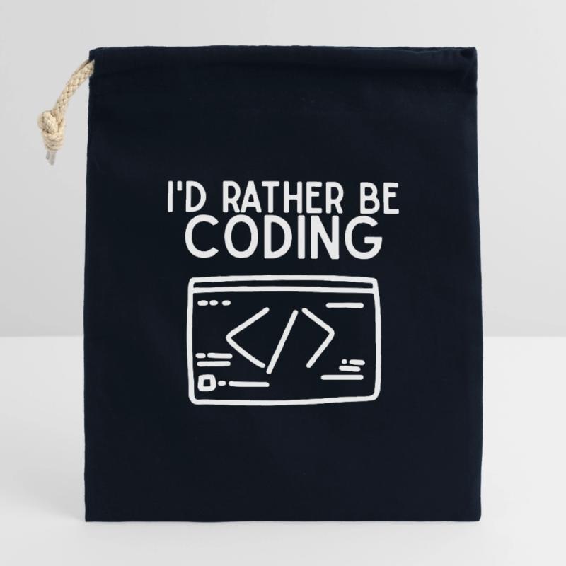 Id Rather Be Coding Closable cotton gift bag (14x20cm)