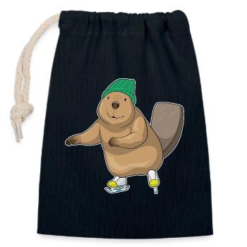 Patins à glace Beaver - Sac cadeau en coton avec cordon (14 x 20 cm) - bleu marine - Devant