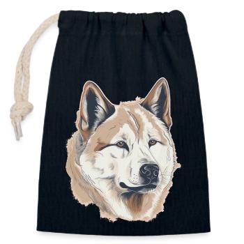Akita - Closable cotton gift bag (14x20cm) - navy - Front