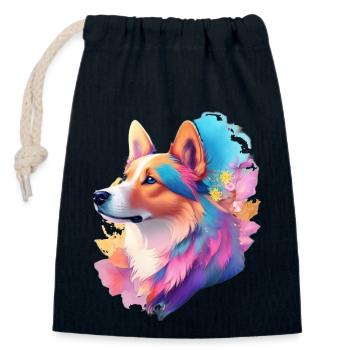 Dog Portrait - Closable cotton gift bag (14x20cm) - navy - Front