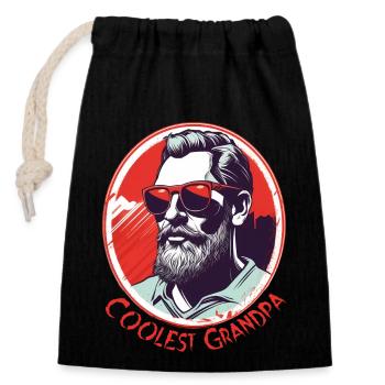 Grand-père le plus cool - Sac cadeau en coton avec cordon (14 x 20 cm) - noir - Devant