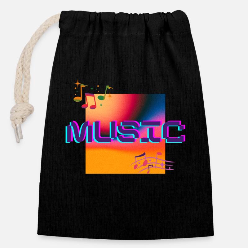 Music Logo (Positive Design) - Closable cotton gift bag (14x20cm) - black