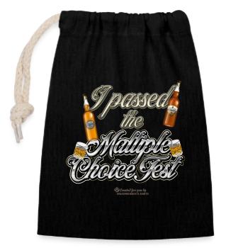 Malt Whiskey T Shirt Spruch Maltiple Choice - Verschließbarer Geschenkbeutel aus Baumwolle (14x20cm) - Schwarz - Vorne