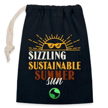 Hot sustainable summers, eco holidays - Closable cotton gift bag (14x20cm) - navy - Front