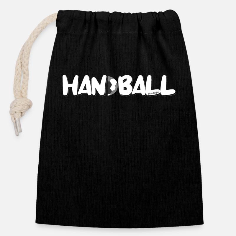 Handball - Coureur circulaire - Sac cadeau en coton avec cordon (14 x 20 cm) - noir