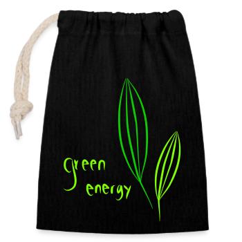 green energy - Verschließbarer Geschenkbeutel aus Baumwolle (14x20cm) - Schwarz - Vorne