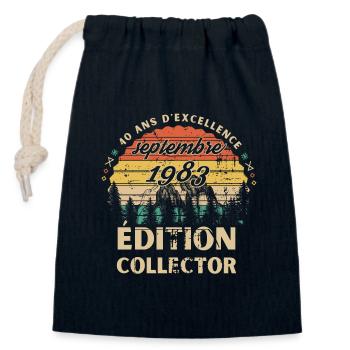 Anniversaire ans Septembre 1983 édition collector - Sac cadeau en coton avec cordon (14 x 20 cm) - bleu marine - Devant