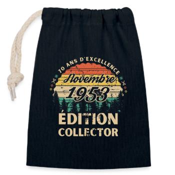 Anniversaire 70ans Novembre 1953 édition collector - Sac cadeau en coton avec cordon (14 x 20 cm) - bleu marine - Devant