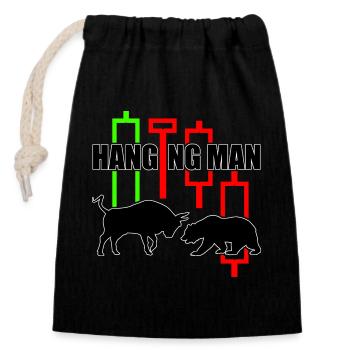 Trading Shirt Hanging Man R6Z - Closable cotton gift bag (14x20cm) - black - Front
