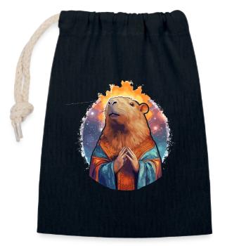 Cabybara Jesus - Verschließbarer Geschenkbeutel aus Baumwolle (14x20cm) - Navy - Vorne