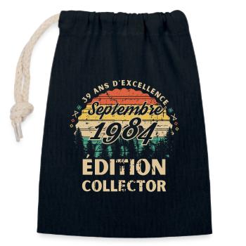 39 ans Septembre 1984 édition collector - Sac cadeau en coton avec cordon (14 x 20 cm) - bleu marine - Devant