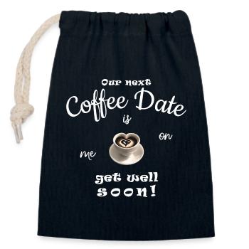 Get well soon, the next coffee is on me - Closable cotton gift bag (14x20cm) - navy - Front