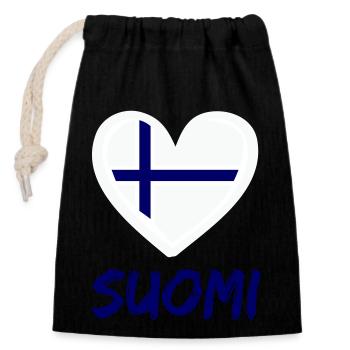 Finlande Suomi - Sac cadeau en coton avec cordon (14 x 20 cm) - noir - Devant