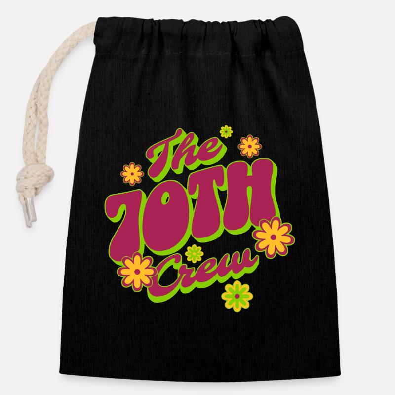 70s Crew - Closable cotton gift bag (14x20cm) - black