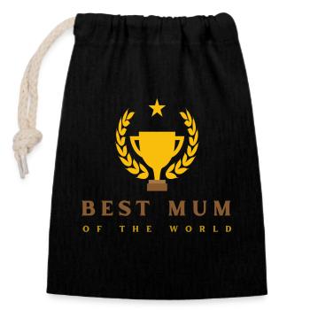 Best Mum - Verschließbarer Geschenkbeutel aus Baumwolle (14x20cm) - Schwarz - Vorne