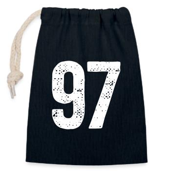 97 Numbers White - Closable cotton gift bag (14x20cm) - navy - Front