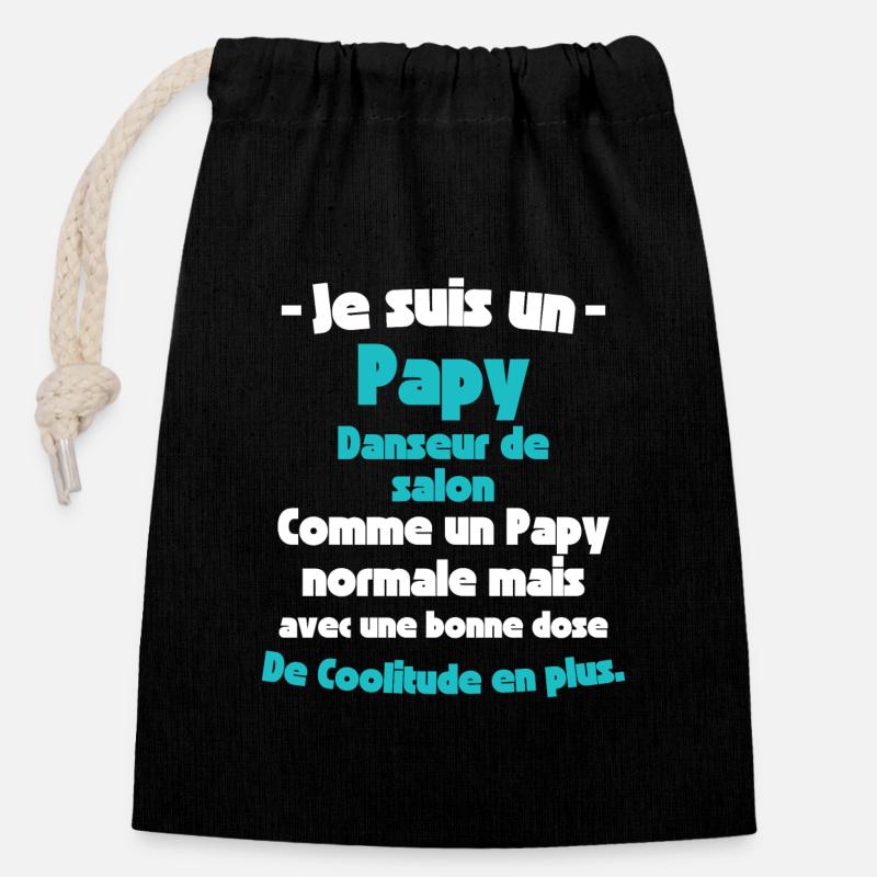 Papy Danseur de Salon, Maître de la Danse - Sac cadeau en coton avec cordon (14 x 20 cm) - noir