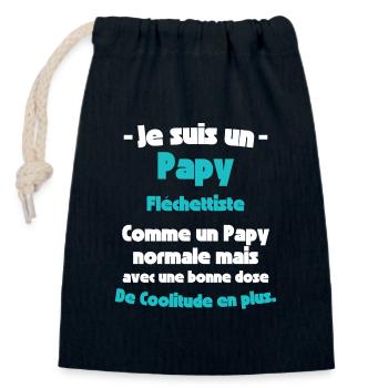Papy Fléchetttiste, Maître de la Précision - Sac cadeau en coton avec cordon (14 x 20 cm) - bleu marine - Devant