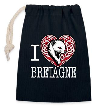 I Love Bretagne Hermine Tribale Redlight - Closable cotton gift bag (14x20cm) - navy - Front