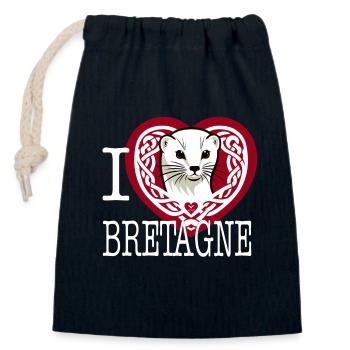 I Love Bretagne Hermine Celtique Light - Closable cotton gift bag (14x20cm) - navy - Front