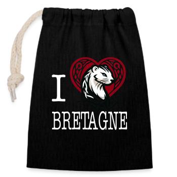 I Love Bretagne Ermine Celtique Tribale Light - Closable cotton gift bag (14x20cm) - black - Front